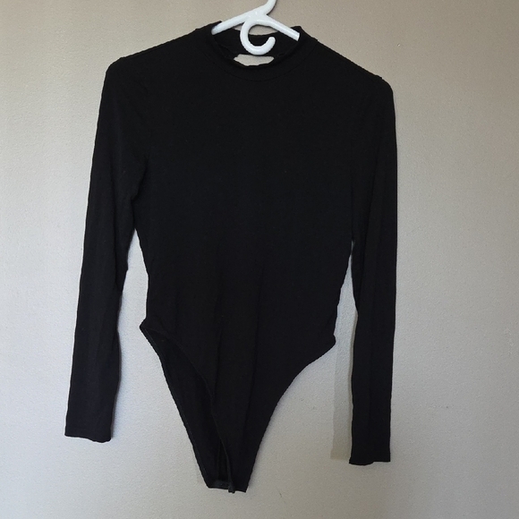 Shein Open Back Black Long Sleeve Bodysuit Size 6 - Picture 1 of 3